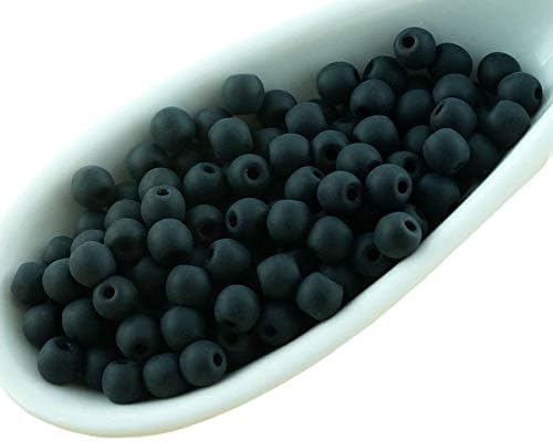 100pcs Matte Jet Black Halloween Round Czech Glass Beads Small Spacer 3mm