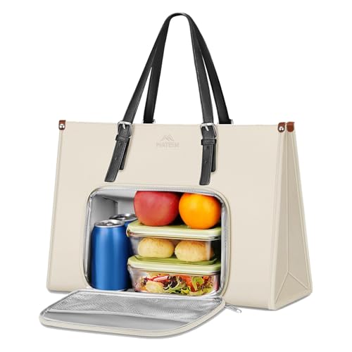 MATEIN Sac Ordinateur Femme, Sac Cabas Femme avec Compartiment Isotherme, 15.6 Poucses Ordinateur Portable pour Les Cours Lycee Cuir PU, Travail, Bureau,...