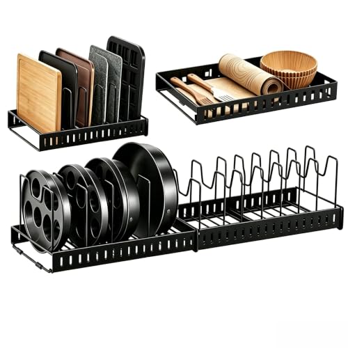 MIXISAV 4-Pack Bakeware & Cutting Board Organizer,Pan Lid Rack for Cabinet