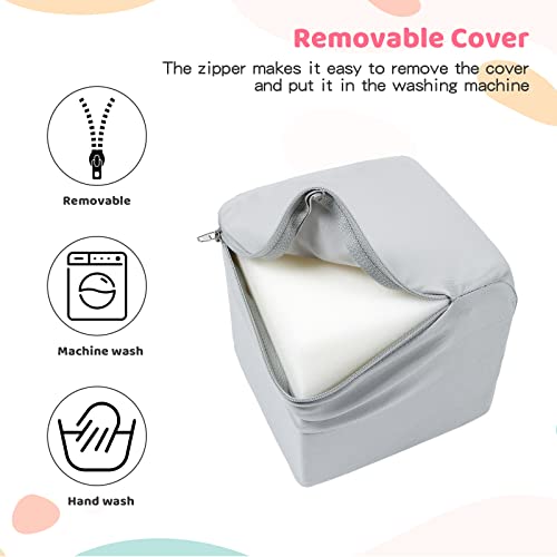 Trendbox 12 Pcs Toddler Foam Blocks, 5.5Inch Soft Foam Cubes Blocks With Detachable Washable Cover, Soft Play Blocks For Toddlers And Kid（Light Gray/Pink/Blue #TOP4