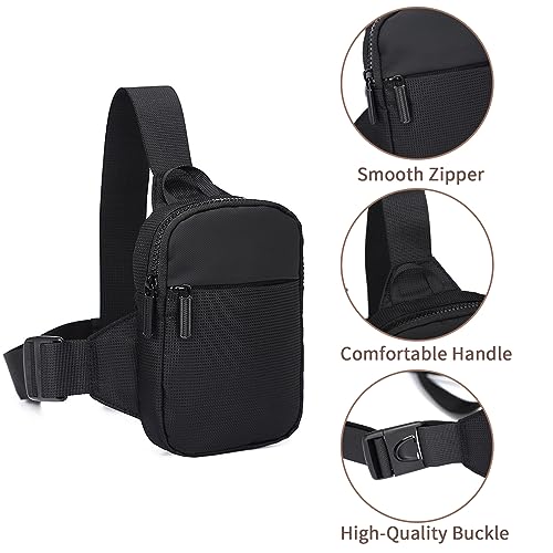 ليزبين حقيبة كتف صغيرة للنساء والرجال، حقيبة فاني باك بحمالة، حقيبة كروس صغيرة بحمالة صدر، حقيبة كتف خفيفة الوزن للسفر والمشي لمسافات طويلة (أسود)