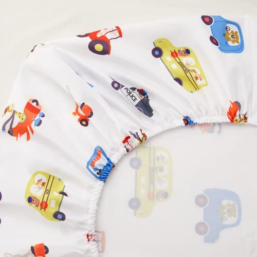 Pinnkku 4-Piece Toddler Bedding Set, Bed-In-A-Bag Comforter Set, Includes 1 Flat Sheet, 1 Fitted Sheet, 1 Comforter And 1 Reversible Pillowcase, Standard Toddler Comforter & Sheet Set, Cars & Road #TOP4