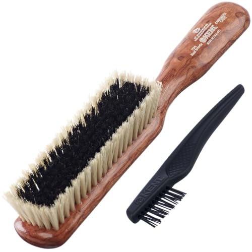 Kent CP6 Clothes Brush. 100% Natural Black & White Boar Bristle Lint Remover Especially for Cashmere, Wool and Silk for Keeping Delicate Fabrics Free from Fibres, Fluff and Pet Hair. Made in England