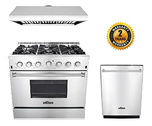 Thor Kitchen 3-Piece Kitchen Package with HRG3618U 36" Pro Style 6 Burner Stainless