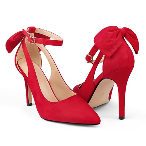 COLETER Womens Bow Knot High Heels Pointed Toe Stiletto Ankle Strap D'Orsay Pumps Bow Evening Dress...