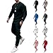 Sweat Sets for Mens 2 Piece Outfit Fall Winter Solid Crewneck Fashion Leisure Sports Long Sleeve Shirt Pants Sweatsuit Red