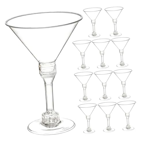 COLLBATH 50pcs Stemmed Cocktail Glasses Reusable Plastic Drinkware for Parties Wine Margaritas Desserts and Appetizers Elegant Design for Versatile Use