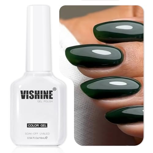 Vishine - Esmalte de gel semipermanente, 16 ml, color verde oscuro, esmalte de uñas, gel UV/LED, Soak Off, Manicura Salon & DIY, Forest L442