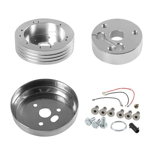 Htostar Racing 5 & 6 Hole Billet Steering Wheel Hub Adapter Car Polished Short Hub Connector Car Accessories Silver #TOP6
