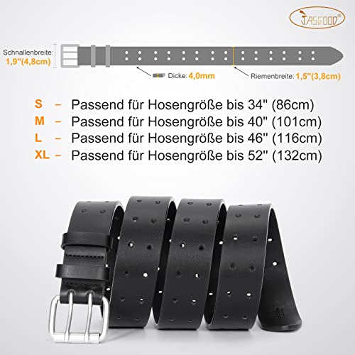JasGood Ceinture en cuir à double crochet pour homme Style décontracté Travail robuste Ceinture à double boucle pour jeans, 150cm: für Taillengröße unter 135cm – vue 6