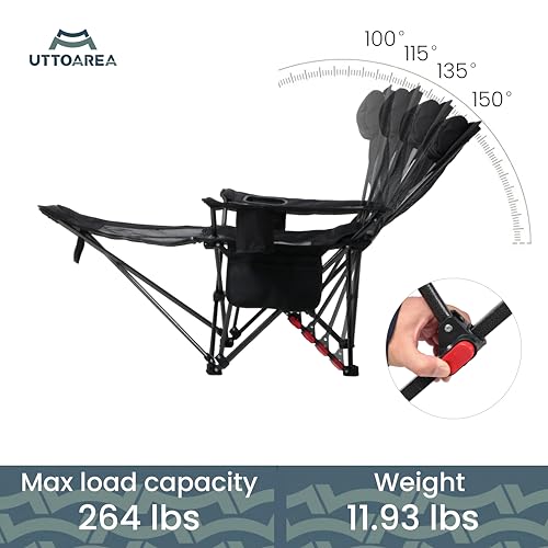 Silla reclinable portátil para camping y lounge UTTOAREA modelo UT202699001WP negra miniatura 4