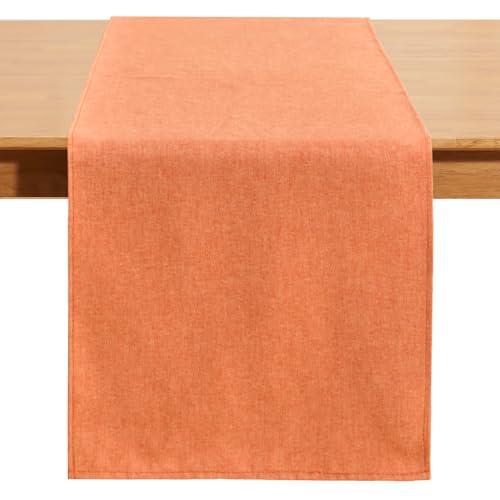 Winotic Table Runner 13 x108 Inches Long, Cotton Linen Farmhouse Style Orange Table...