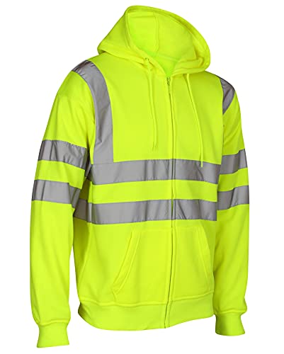 Sweat à capuche bicolore haute visibilité pour homme avec fermeture éclair et bande réfléchissante, jaune, 3XL Cover
