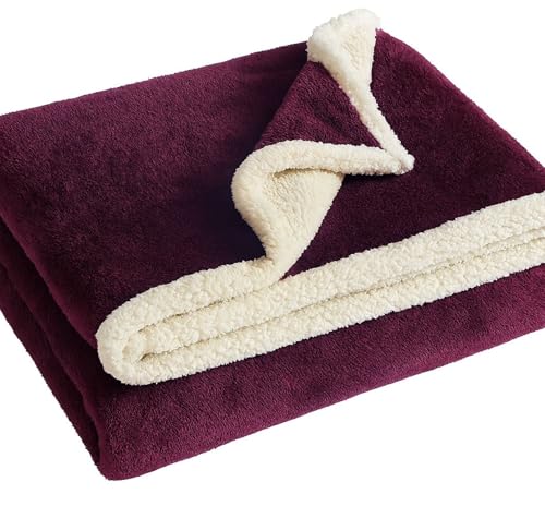 Image of VAS COLLECTIONS Premium Sherpa Flannel Blanket | 480 GSM Ultra-Soft Plush Heavyweight Heavy Winter Comforter | Warm Double Bed Blanket for Winter (88x88 Inches, 3200 g) (Maroon, Double (3200 g))