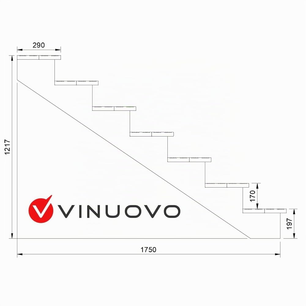 Scala esterna BERLIN, 7 gradini, Altezza 122cm, Larghezza 80cm, senza alzate, Scala in kit in Legno Autoclave- Vinuovo