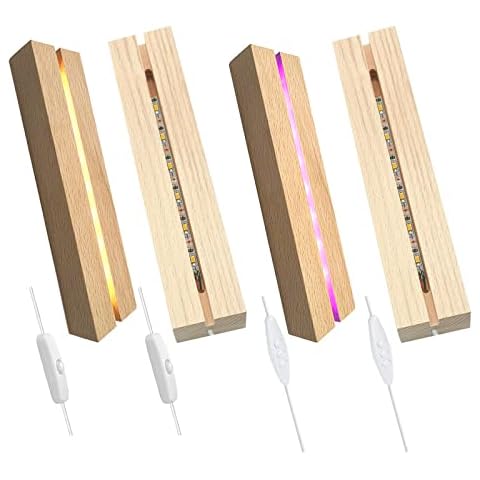 CDIYTOOL 5.9" Wooden Rectangle Light Base, Led Lights Display Base Pedestal Crystal Wood Lighted Base Stand with USB Cable for Acrylic, Crystal, Glass Resin Art Cover