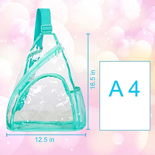 Agsdon Clear Sling Bag Stadium Approved, Small Pvc Crossbody Shoulder Backpack, Casual Transparent Daypack - Green #TOP2