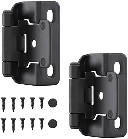 HOME MASTER HARDWARE 1/2" Overlay Semi Partial Wrap Cabinet Hinges (25 Pair - 50 Pcs), Self Closing Inset Cabinet Hinge for Variable Kitchen Bathroom Cabinet Doors, Matte Black
