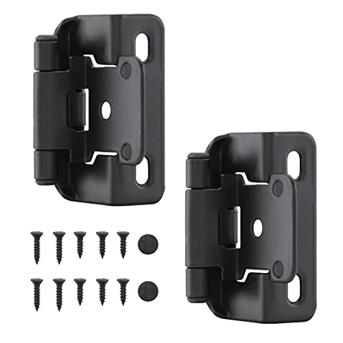 Home Master Hardware 1/2" Overlay Semi Partial Wrap Cabinet Hinges (25 Pair - 50 Pcs), Self Closing Inset Cabinet Hinge For Variable Kitchen Bathroom Cabinet Doors, Matte Black #TOP9