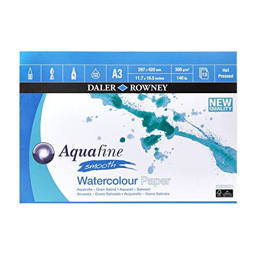 DALER-ROWNEY - Aquafine - Bloc aquarelle 12 feuilles A3 - 300g/m² - grain satiné Cover