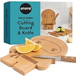 New!!! OTOTO - Ninja Board - Small Wood Cutting Board and Knife Set - Kitchen Gift for Chopping Fruits and Vegetables; Board Made of Wood and Knife of Stainless Steel; Dimensions - 10 x 7 x 0.6 inch