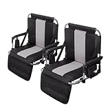 GREEN PARTY Stadium Seats for Bleachers 2 Pack Portable Outdoor Floor Folding Stadium Chair with Armrest, Back Support, Cup Holder, Mesh Bag and Hide Hooks