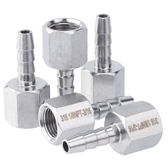 25-Pack Stainless Steel 316 Barb Fittings - 3/8" Hose ID X 1/8" Female NPT Connectors