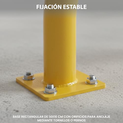 Miniatura 5 de Barra De Protección Metálica De Acero Amarillo Con Franjas Negras Barreras De Seguridad Industrial Para Almacenes, Parkings Y Garajes Alta Visibilidad, Fijación Estable Y Diseño En U 600x820mm