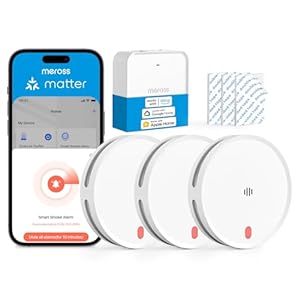 Meross Matter Rauchmelder vernetzt, Smart Feuermelder WLAN mit Dual-Lichtsensor, Brandmelder mit APP Warnmeldung, Rauchwarnmelder mit 0,8 mm Insektennetz, 33 mm, mit MSH450 Hub, 3 Stück
