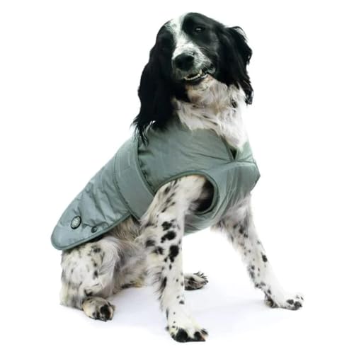 Ancol Muddy Paws Ultimate Reflective Dog Coat Silver - Water Resistant Fleece Lined Jacket with Zippered Harness Hole and Chest Protector - Medium