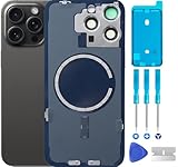 ABUSVEX Original Back Glass Replacement for iPhone 15 Pro Max Rear Back Cover Glass Waterproof and Camera Lens+Professional Repair Tool Kit (Black Titanium