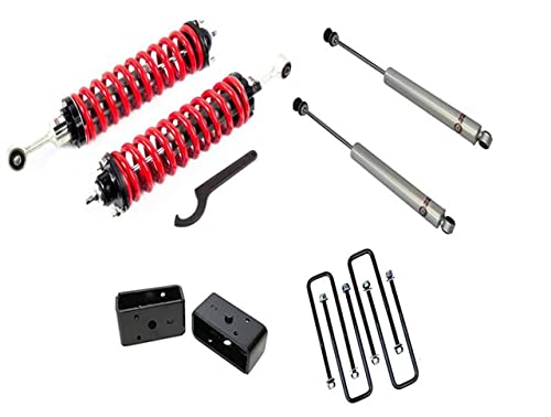 Freedom Offroad 1-4" Adjustable Coilovers / 3" Rear Lift Block and U-bolts/Shocks Compatible For 2007-2021 Tundra
