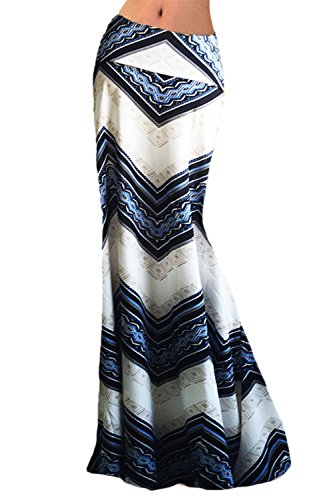 Mujeres Imprimir Verano Playa Larga Maxi Falda De Cintura Alta White L Cover