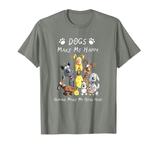 Dogs Make Me Happy Humans Make My Head Hurt T-Shirt, Men, Olive Heather, 3X-Large
