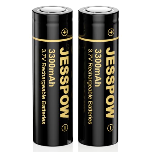 3.7V Rechargeable Battery 3300mAh Flat Top Rechargeable Batteries for Flashlight Headlamp (2 Pack 18 X 65mm)