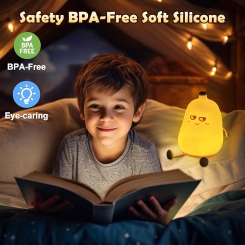 LEDHOLYT Luz noturna para crianças, linda luminária de silicone banana para quarto de bebê e criança