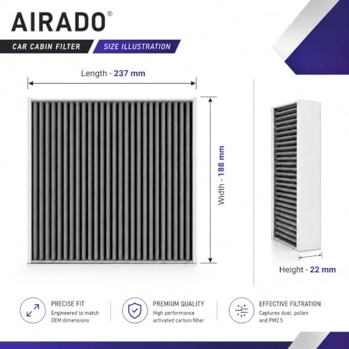 Image of Car Cabin Air Filter with Activated Carbon | AC Filter for ECOSPORT, FIGO, Aspire PM2.5 Dust Protection | Easy DIY Installation | Pack of 1 | Car Cabin Air Filter with Activated Carbon