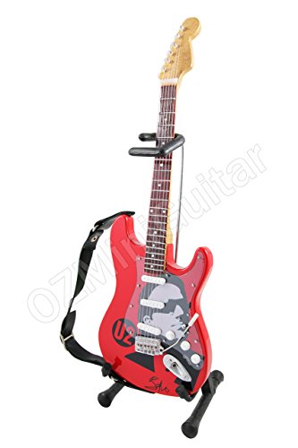OZMiniGuitar Guitare Miniature Art Series Bono U2 Red - Les Beatles, Paul McCartney, John Lennon, RIngo Starr, George Harrison OZMiniGuitar Guitare Miniature Art Series Bono U2 Red – Image 3