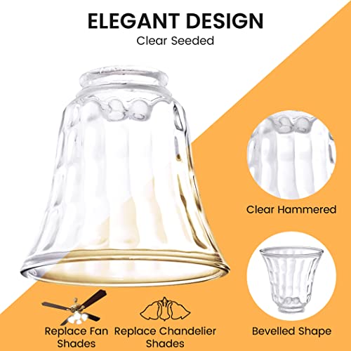 Image of Ceiling Fan Light Covers, Ceiling Fan Globes Replacement Glass, Light Fixture Replacement Glass, Dysmio Lighting Replacement Shade Height: 4.75 inch, Depth: 4.75 inch, Width: 4.9 inch Fitter Size 2.25 inch, 4 Pack