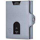 VON HEESEN Slim Wallet mit XXL Münzfach & RFID-Schutz - Leder Geldbeutel - Mini Geldbörse für Herren und Damen - Kartenetui Echtleder Karten Portemonnaie klein - Kreditkartenetui Hellblau