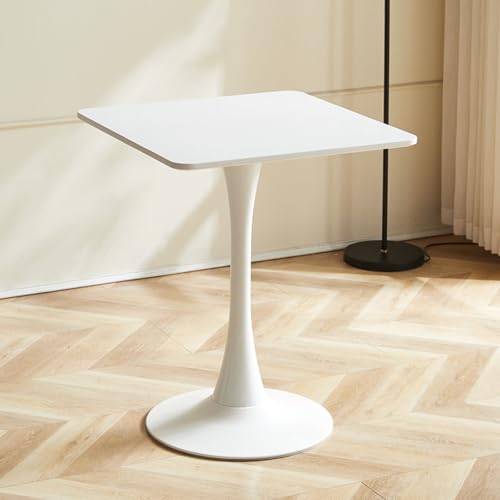 Table carrée moderne du milieu du siècle avec base en métal de 23,62 pouces pour salon