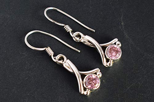 Quartz rose boucles d'oreilles argent pour un style minimaliste