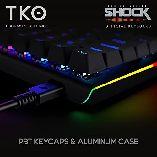 Kinesis Gaming Tko Mechanical Keyboard | Clicky White Switches | 60% Layout | Split Spacebar | Hotswap | Pbt Keycaps | Aluminum Body | Sf Shock Limited Edition Travel Case #TOP4
