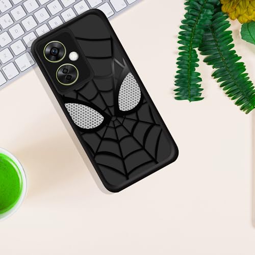 Amazon Basics Premium Matte Printed Designer Case for Oneplus Nord Ce3 Lite, HD Spidey Web Print Back Cover Case with Camera Protection, Anti-Scratch - Black - Image 4