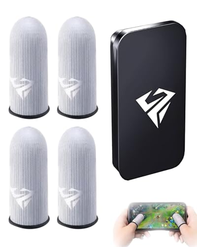 HUVZOR 2 pares Fundas para Dedos Gaming con Caja Metálica, para Juegos Móviles Manga del Pulgar de Pantalla Táctil Dedales Profesionales para Juegos Dedales Resistentes Al Sudor Transpirables