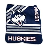 Logo Brands NCAA UConn Huskies Striped Raschel Throw Blanket – 50 x 60 Soft Fleece Blanket, Officially Licensed Collegiate Design, Cozy Throw for Tailgating, Game Day, & Home Décor