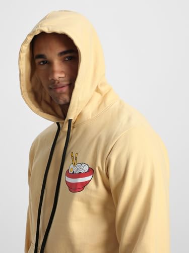Image of Veirdo Cotton Fleece Regular Fit Hooded Sweatshirt Lastest Back Graphic Printed Winter Hoodies for Men (Available Colors: Marine Green, Marshmellow, Black, SOYA Bean, Orange & Blue)