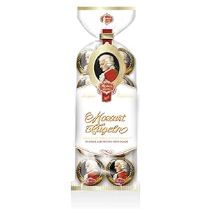Reber Mozart-Kugeln – 8er Confiserie-Tüte – Echte Reber Mozart-Kugeln aus Zartbitter-Schokolade, Marzipan und Nougat - 1 x 160 g