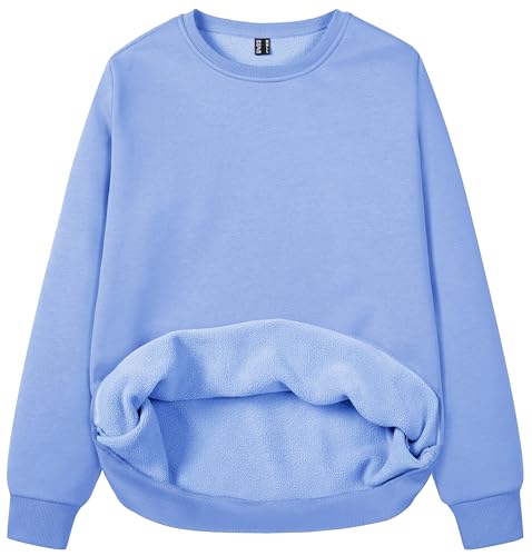 MAGCOMSEN Women's Fleece Lined Sweatshirt Crewneck Cotton Pullover Fall Casual Long Sleeve Warm Tops