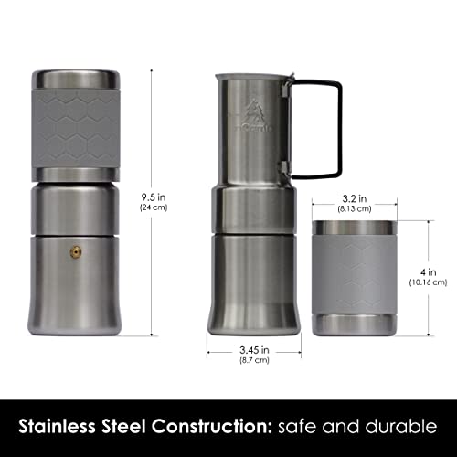 nCamp - Café, Portable Coffee Maker, Portable Espresso Machine, Compact Camping Coffee Maker, Stainless Steel Travel Coffee Maker with Camping Coffee Cup, Reusable, 12 oz - Image 10